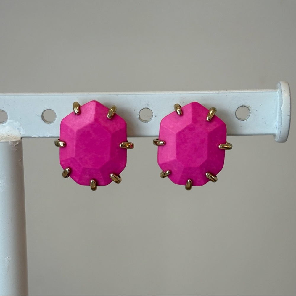 Kendra Scott Gold and Hot Pink Stud Earrings